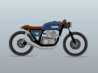 Cafe Racer 2d black blue illustration motorcycle