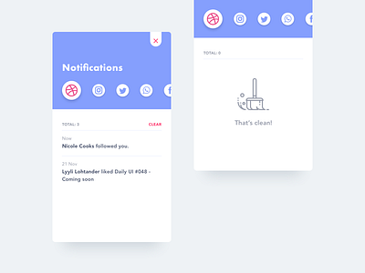 Daily UI #049 - Notifications 49 clean dailyui empty list minimal notifications shadow slider