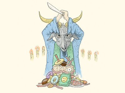 Snackrifice :) goat skull illustration sacrifice snacks