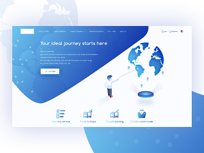 Travel web page - 01 blue clean landing online page travel ui ux web website