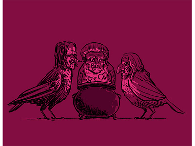 Drawlloween2017 10-30 birds bubbling cauldron drawlloween halloween oldwomen witches