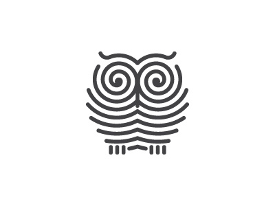 Owlerio Logo brand design gray identity lines logo logomark mark owl spiral stylized vector