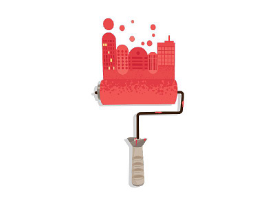 Paint Roller City city icon illustration paint red vector art