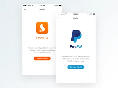 Payment system authorization app color dwolla flat flow interface option payment paypal ui ux