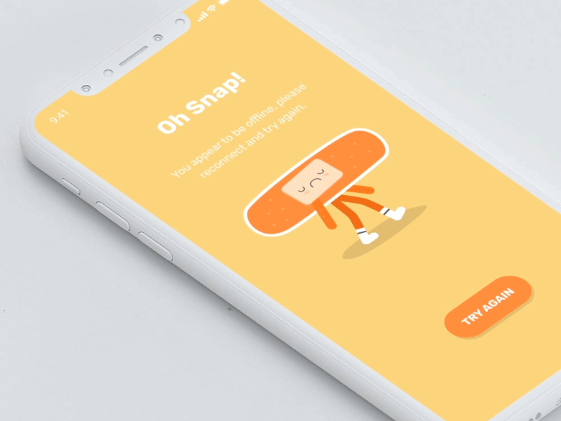Oh Snap! adobe ae animation app design mobile try again ui ux web