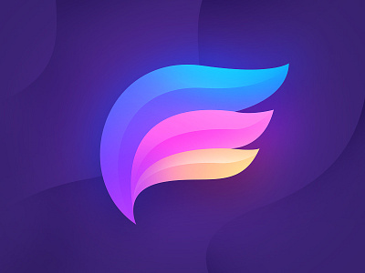 Wing blue branding colorful design gradient icon logo logotype mark orange purple wing