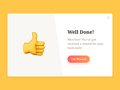 Daily UI #016 — Pop-Up / Overlay congratulations dailyui emoji moda overlay pop up reward sketch window