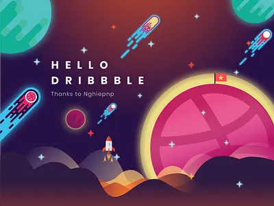 My First Shot beginers firstshot galaxy gradient hellodribbble pink vietnam