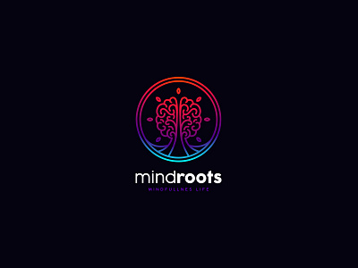 MindRoots Mindfullness Life brain brand branding cajva identity life logo mind psychology tree