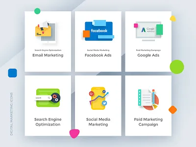 Digital Marketing Icons ads business campaign design facebook google graph icon marketing posts search engine