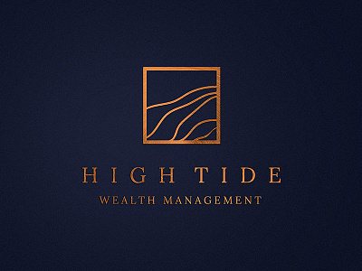 High Tide Wealth Management badge copper gold luxury metal money opulent rich sand tide wave wealth