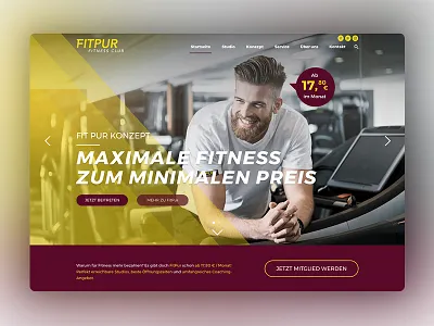 Fitpur Studio Webdesign Hero adobexd company fitness hero layout screendesign ui uiux ux webdesign wordpress xd