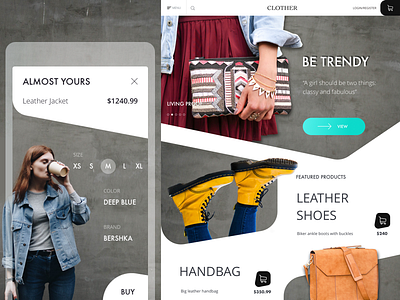 Fashion on-the-go app cover ecommerce fashion flat geometric light lookbook shop style ui web