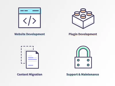 Icons for WP Section development icon outline plugin support website