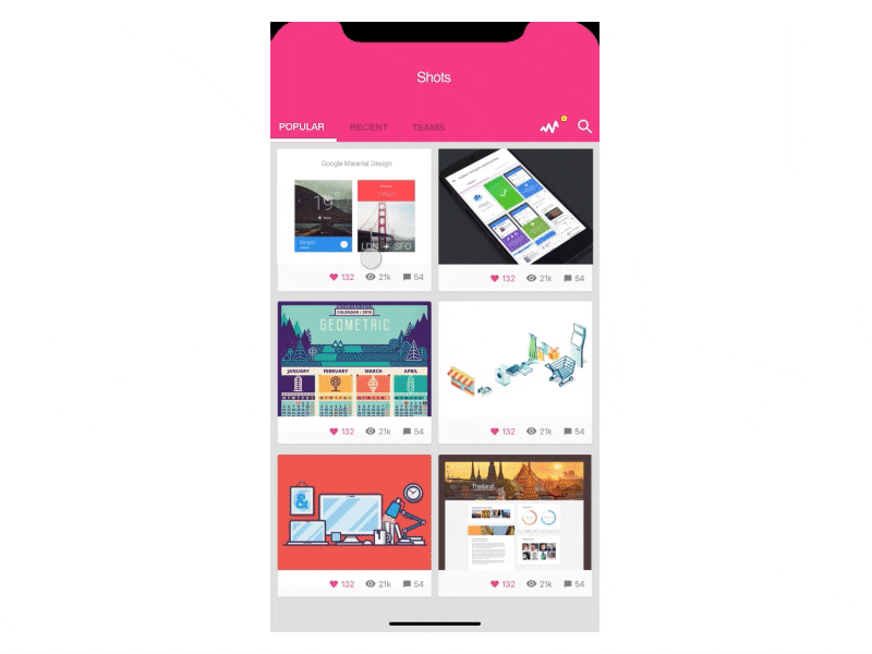 Dribbble Mobile App animation dribbble loading ui userinterface ux