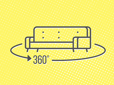 Rotate Furniture Icon 360 360 degrees 360 view couch furniture icon illustration rotate sofa