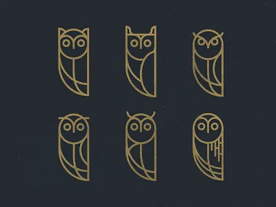 The Owlettes animals birds branding geometric icon lineart logo owlings owls series vector