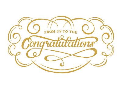 Congrats filigree foil hand illustration lettering