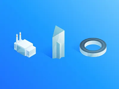 Buildings building factory gradient illustration industrie isometric light shadow skyscraper