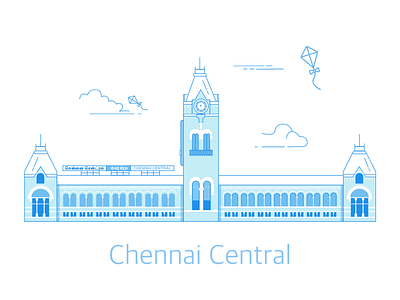 Landmark of Chennai autodesk graphic blue central chennai illustration landmark lines stroke monotone vector