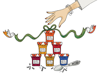 Tiny Jam Jar Stack food hand drawn illustration jam