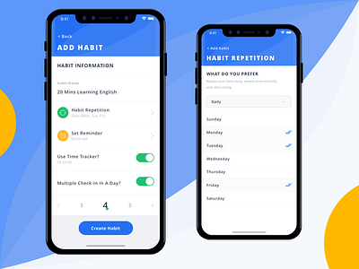 Habit Tracker - Add Habit clean design concept form input habit tracker input select interface ios11 iphone x simple design ui design ux