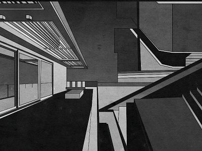 The Villa architecture blackwhite building city comic geometry hat illustration man town villa
