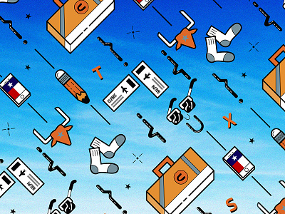 Texas trip airport illustration texas travel