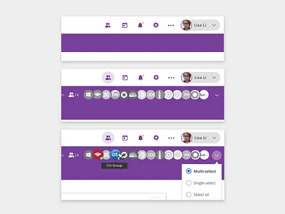 Hide and show company selector interaction design solution ux
