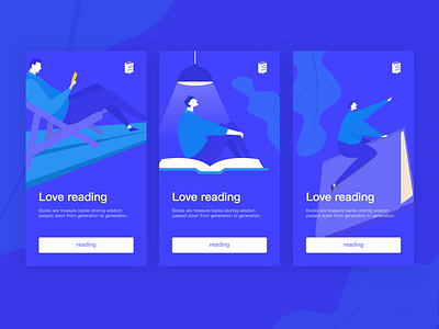 some splashpages of reading colors graphic illustration reading splashpage ui vector web