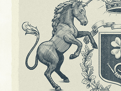 Element of logo editorial engraving etching graphic hatching illustration ink inktober unicorn woodcut