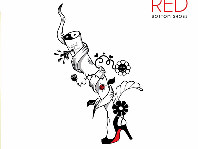 Red bottom shoes art beauty fashion feminine flowers illustration scars shoes women