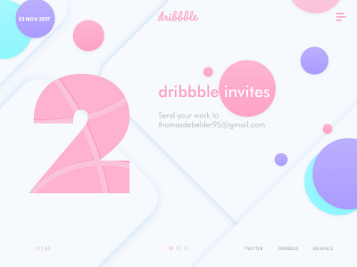 2 Dribbble invites debut design draft dribbble flat giveaway invitation invitations invite invites ui ux