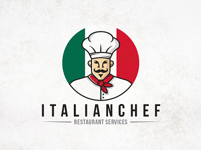 Italian Chef Mascot Logo bistro chef creative design human illustration illustrative logotype italian flag logo template pasta pizza restaurant stock logo