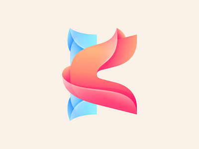 K Mark alphabet colorful flower icon k letter logo mark