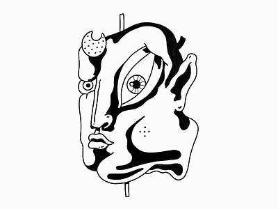 Drawing_Face drawing face illustration ink paper portrait