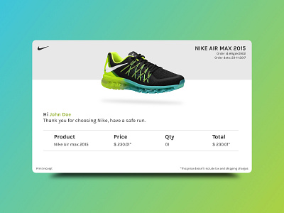 Day 17 Email Receipt app dailyui design email nike receipt ui ux web