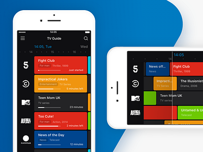 App for a digital TV operator / TV Guide app dark film ios media movie tv ui ux video watch