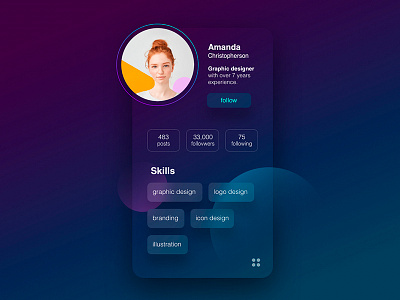 Profile Design app concept design follow interface mobile profile skills ui ux