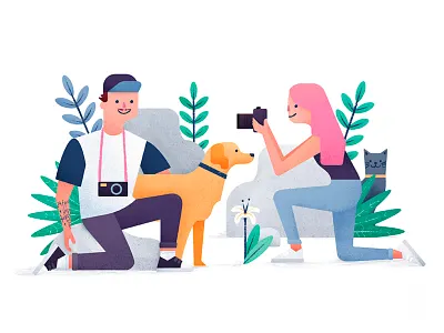 Couple camera cat couple dog flowers golden retriever illustration kitten photo photography plant vegetation