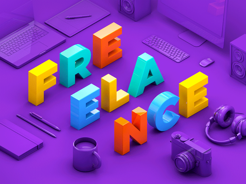 Freelance 3d c4d freelance gif loop typography