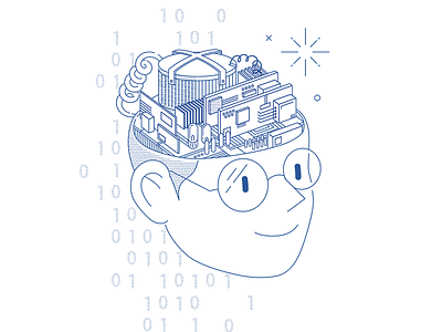 Brain artwork brain computer electonic line machine program programming