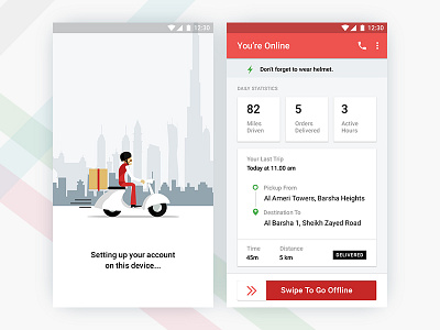 Pickup & Delivery android clean design illustration material design scooter ui ux