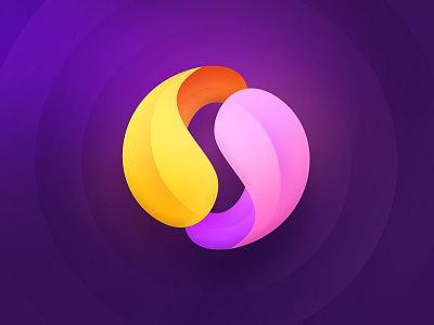 Petals branding colorful design flower gradient icon logo logotype mark orange petals purple