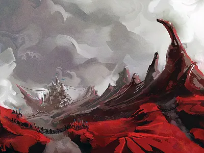 red mountains art concept drawing game mountains red