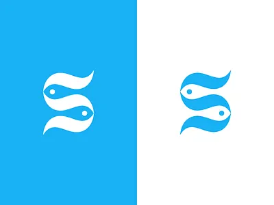 Sea / S / fish / logo design clean company corporate fish fishing flow lake logo negative space river sea water