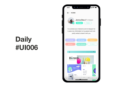 Dailyui006 006 dailyui iphone mobile mockup profile ui user