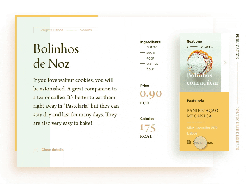 Portuguese Bolinhos app flinto homo faber portuguese sketch sweets transitions ui