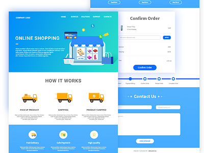 Online Shopping design illustration online progress shopping store web work