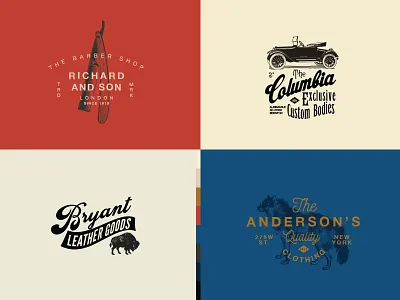 Vintage Logo Templates badge barber buffalo car editable identity logo retro templates vintage wolf